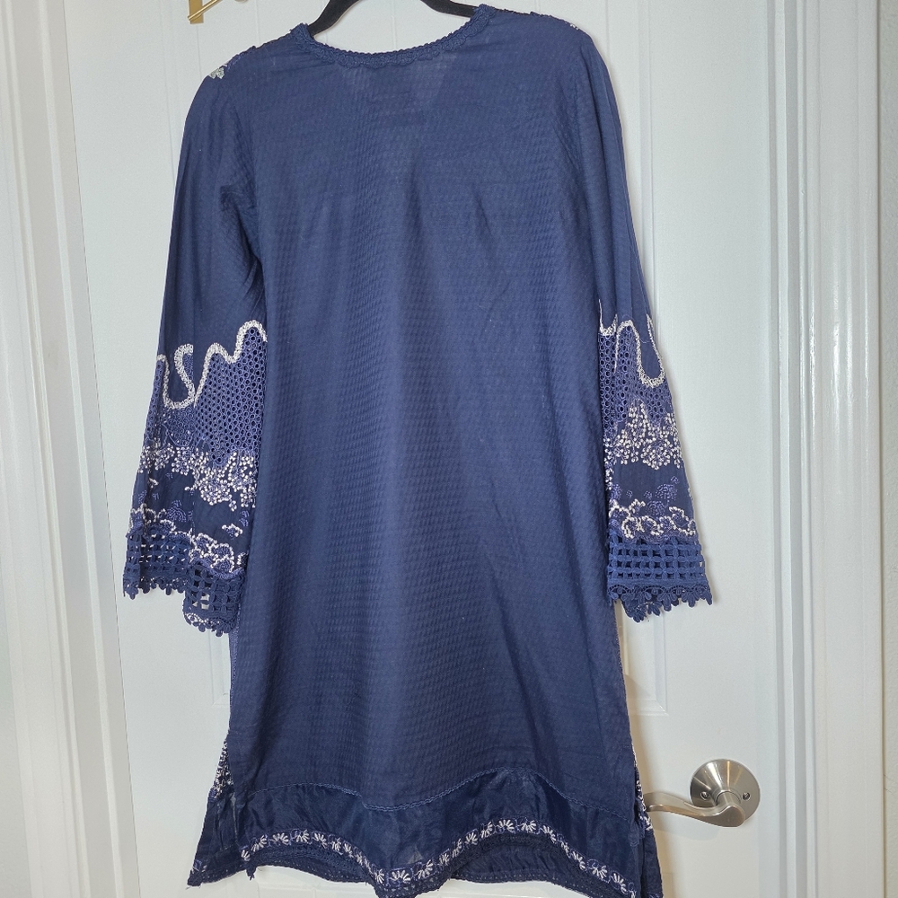 Suffuse By Sana Yasir Navy Blue Salwar Kameez 4‎ Piece Set Sz Medium - Picture 6 of 9